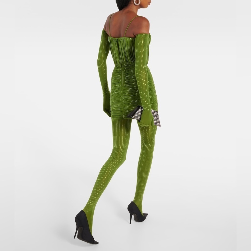 Alex Perry Embellished Ruched Jersey Mini Dress — image 4 of 6